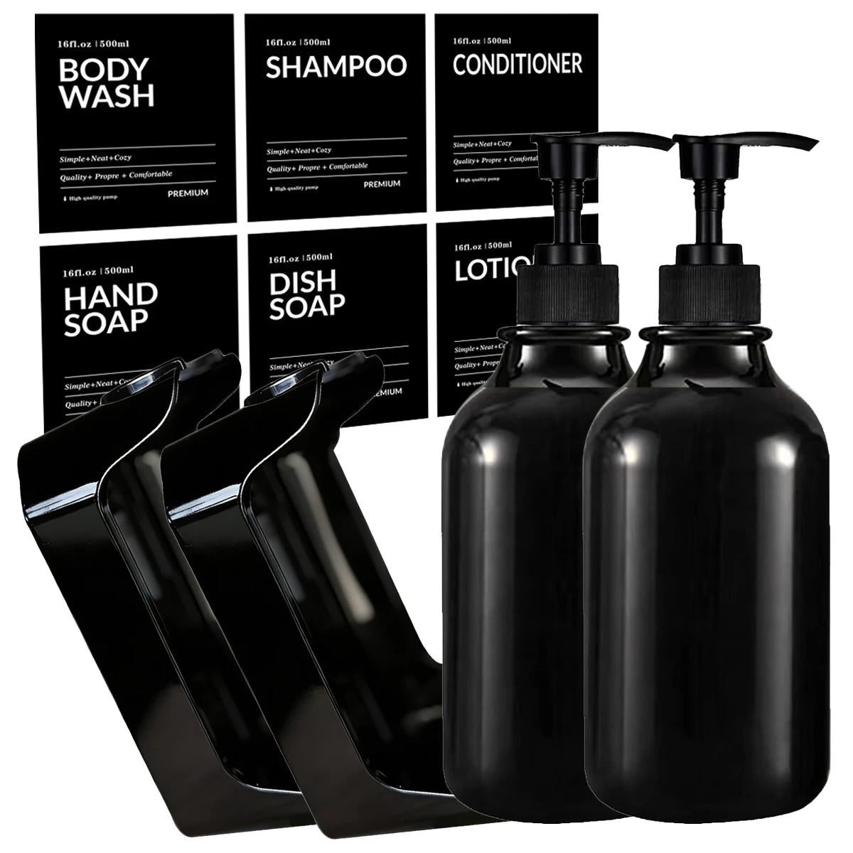 Wall Mount Shampoo & Conditioner Dispenser – 2 or 3 Chamber Set
