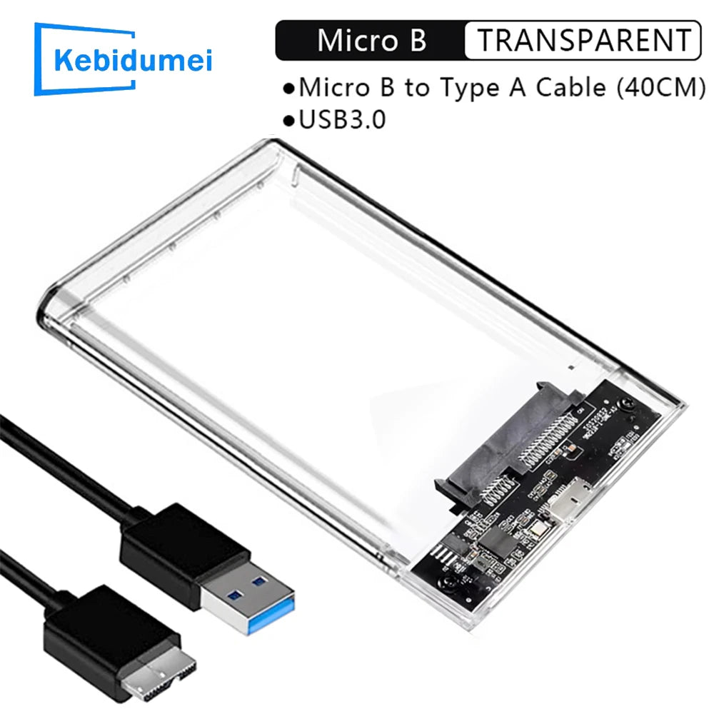 Transparent 2.5" USB 3.0 SATA HDD SSD Enclosure | Up to 6TB HDD SSD Enclosure PRIMED