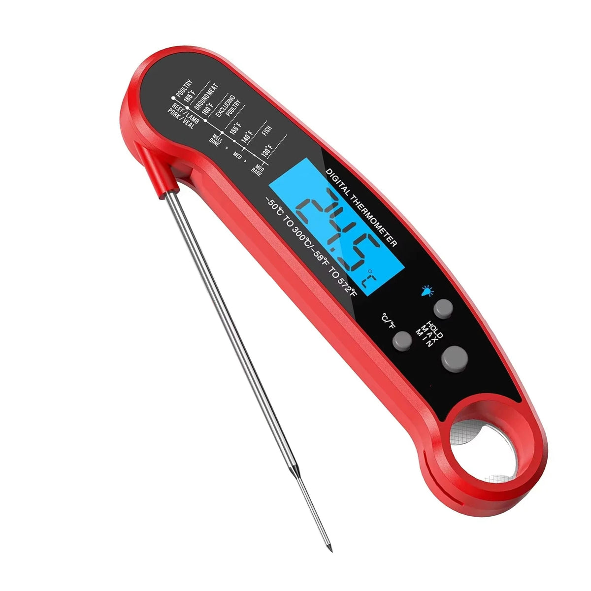 LMETJMA Instant Read Digital Meat Thermometer – Waterproof BBQ Digital Meat Thermometer PRIMED Red