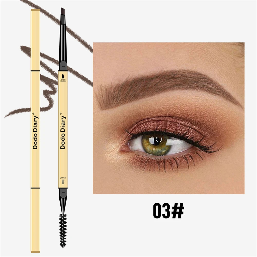 Ultra Fine Triangle Eyebrow Pencil – Waterproof Double Ended Eyebrow Pencil PRIMED 03 Brown