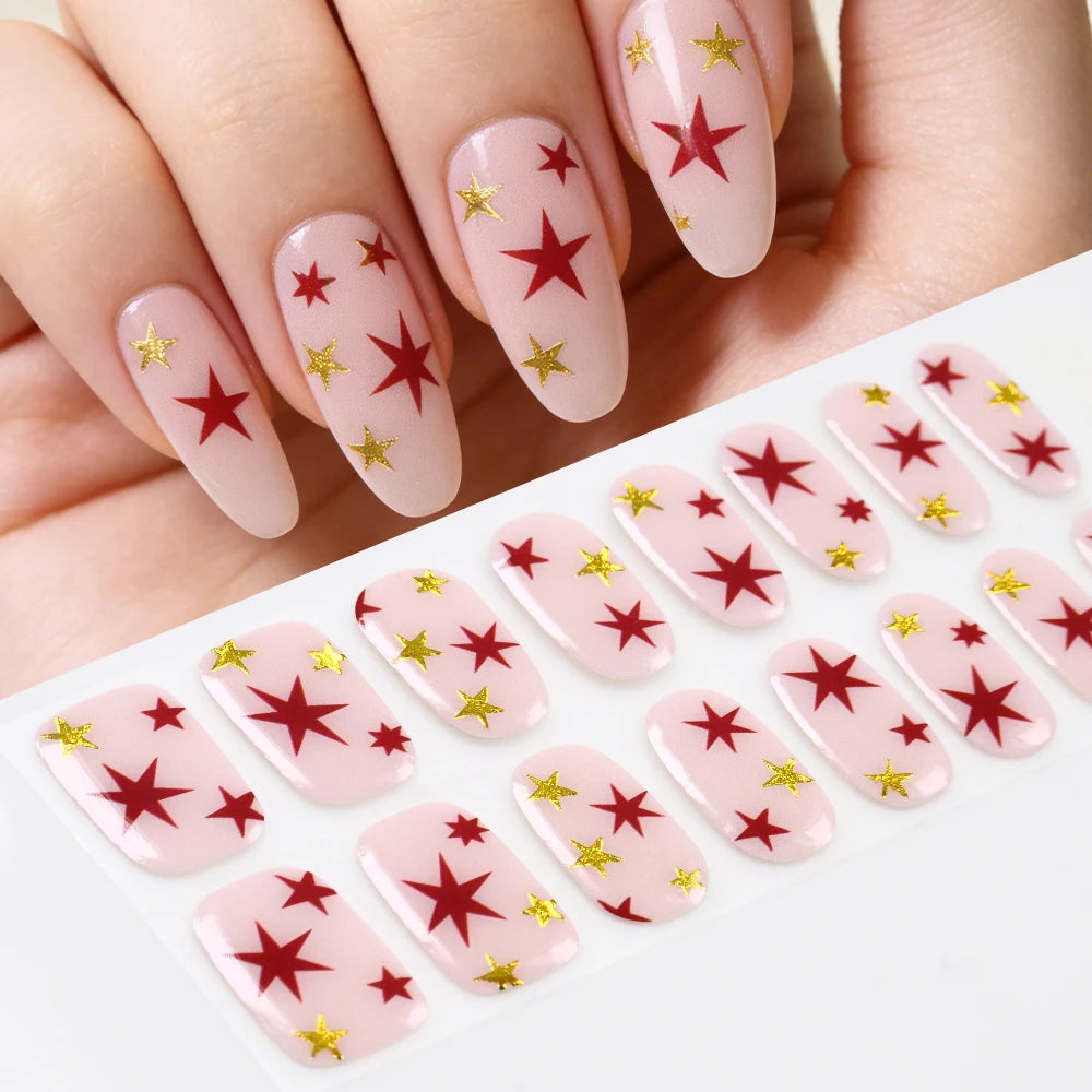 Semi-Cured UV Gel Nail Stickers – French Full Cover Waterproof