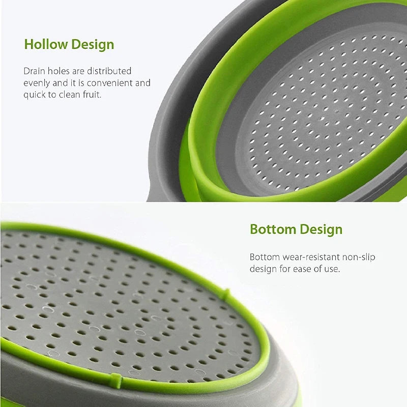 LMETJMA Silicone Collapsible Colander & Folding Kitchen Strainer Collapsible Colander PRIMED