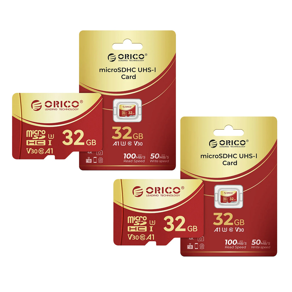 ORICO 2-Pack microSDXC 100MB/s 4K UHD U3 V30 A1 TF Card microSD Memory Card PRIMED 2 Packs 32GB China Mainland