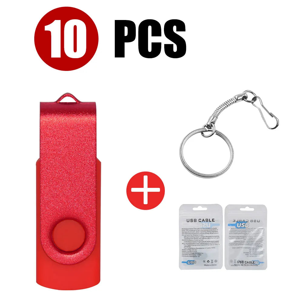 10-Pack Colorful USB Flash Drives 1GB–64GB | Custom Logo USB Flash Drive PRIMED 4GB Red USB 2.0