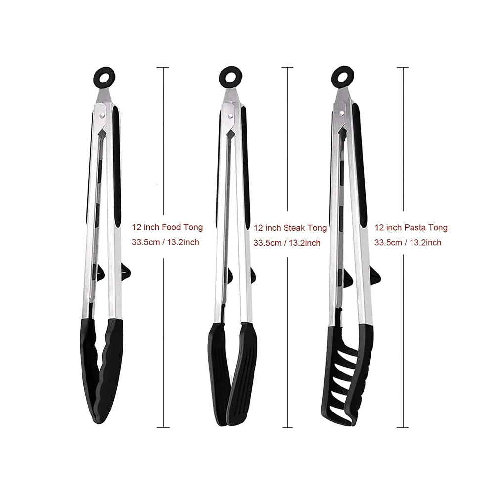 LMETJMA Silicone Kitchen Tongs – BBQ, Pasta & Salad Serving Silicone Kitchen Tongs PRIMED