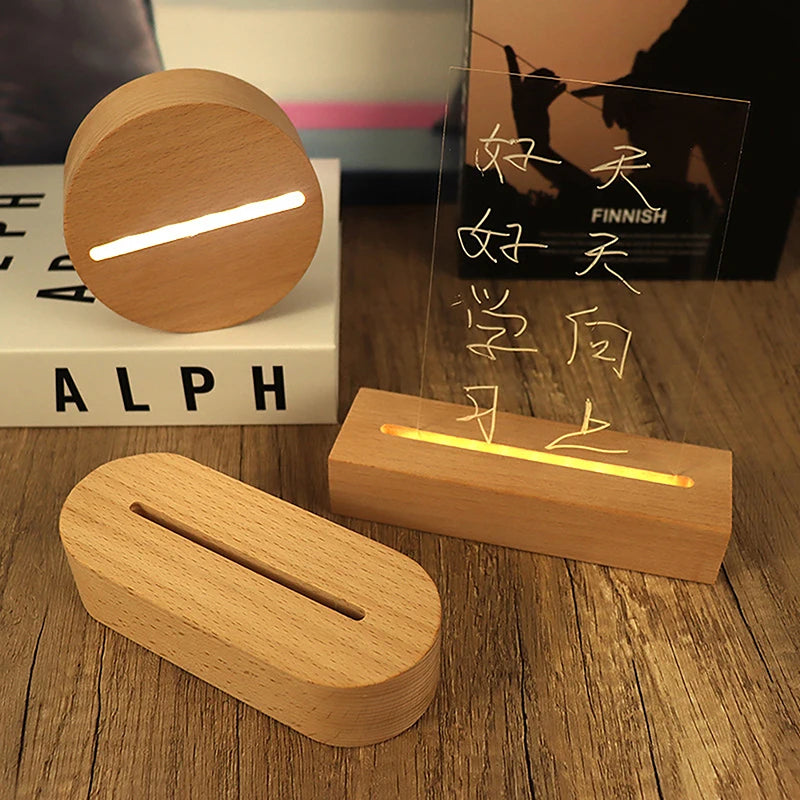 LED Wood Display Base for Acrylic & Crystal Art – Battery Powered