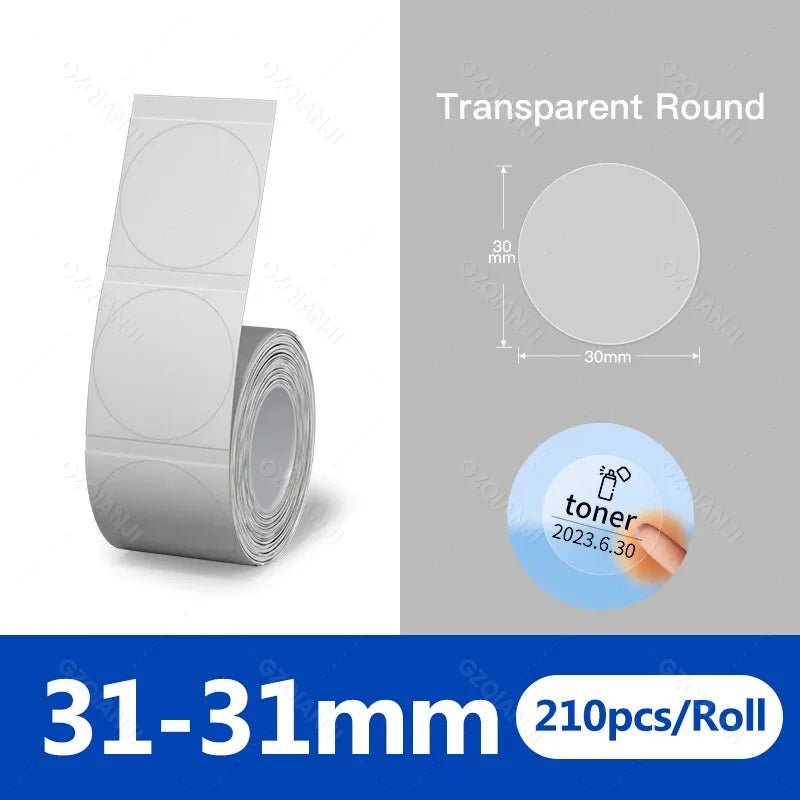 NiiMBOT Thermal Label Roll – Waterproof Round Stickers B1 B21 Thermal Label Roll PRIMED Trans Round 31-31