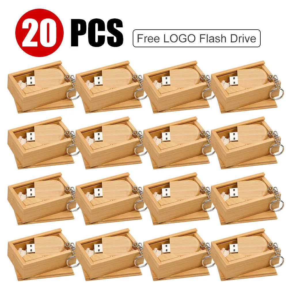 20-Pack Custom Logo Wooden USB Flash Drives 4GB–32GB Gift Custom USB Flash Drive PRIMED 4GB Carbonized-and-BOX
