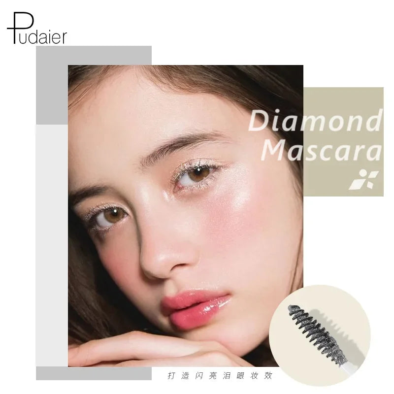 Diamond Glitter Pearly Mascara – Curling & Lengthening, Waterproof Glitter Mascara PRIMED