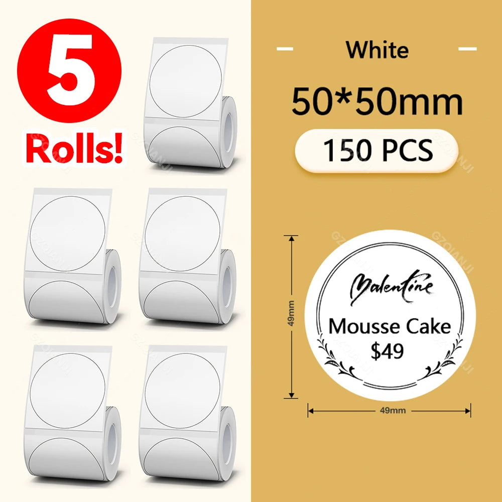 Niimbot Thermal Label Paper 5 Rolls 30–50mm | B1 B21 B203 B3S Thermal Label Rolls PRIMED 5Rolls WHYX50-50mm