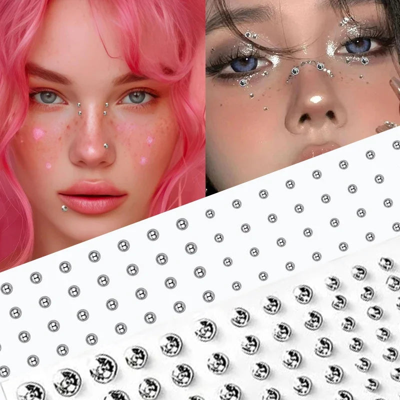 Silver Fake Diamond Body Gem Stickers – Party & Stage Makeup