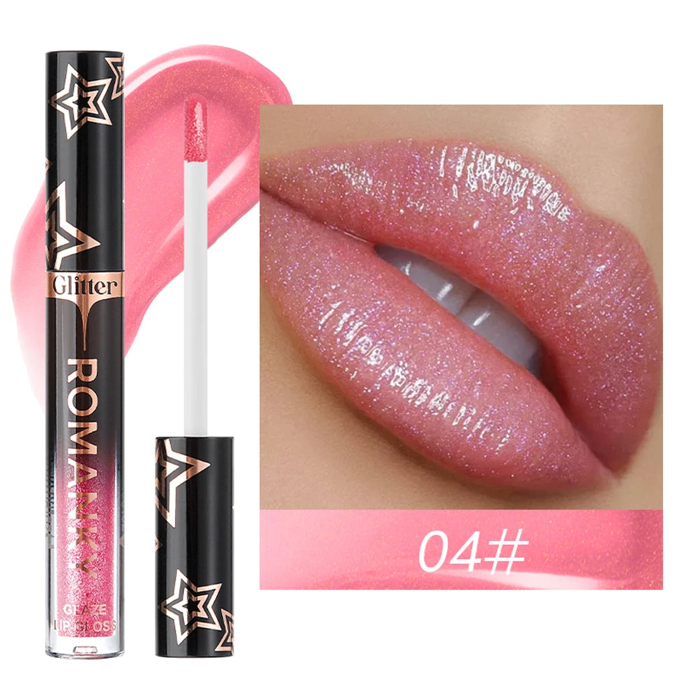 Pearl Metallic Lip Gloss – Waterproof Glitter Mirror Lip Glaze Lip Gloss PRIMED 04 2.3g