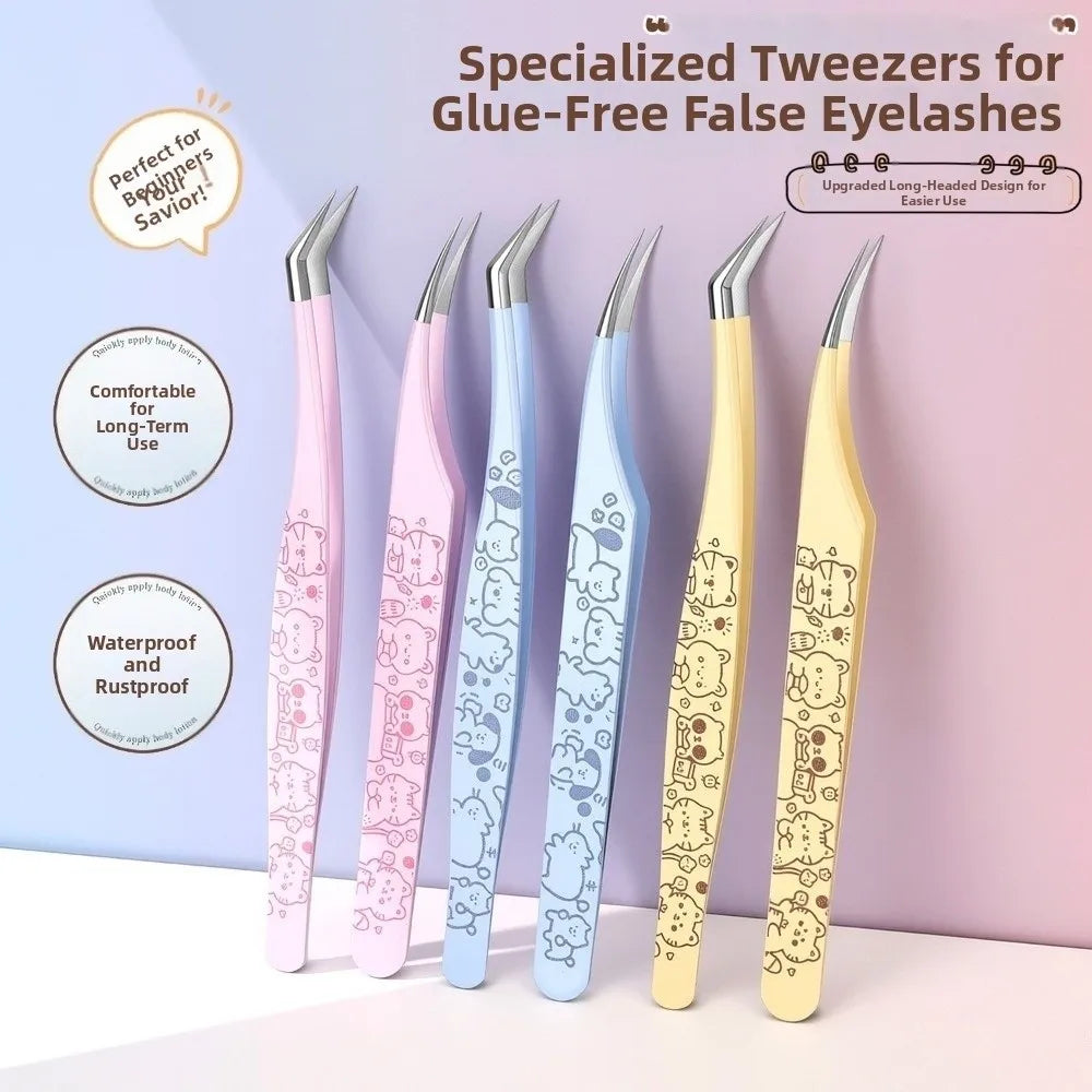 Cartoon Eyelash Extension Tweezers – Stainless Steel Lash Tool Eyelash Tweezers PRIMED