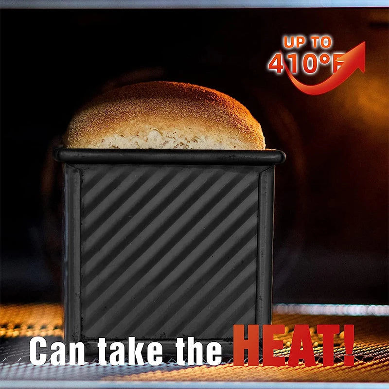 LMETJMA 1 lb Pullman Loaf Pan with Lid | Non-Stick Carbon Steel Pullman Loaf Pan PRIMED