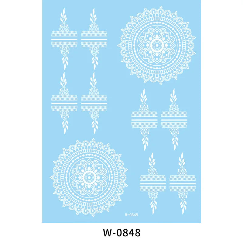 White Henna Flower Temporary Tattoo Sticker – Body Art