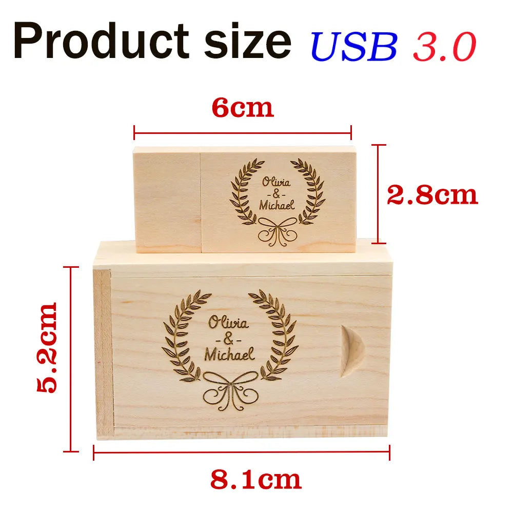 30-Pack Custom Logo Rose Wood USB 3.0 Flash Drives 4–32GB USB Flash Drive PRIMED