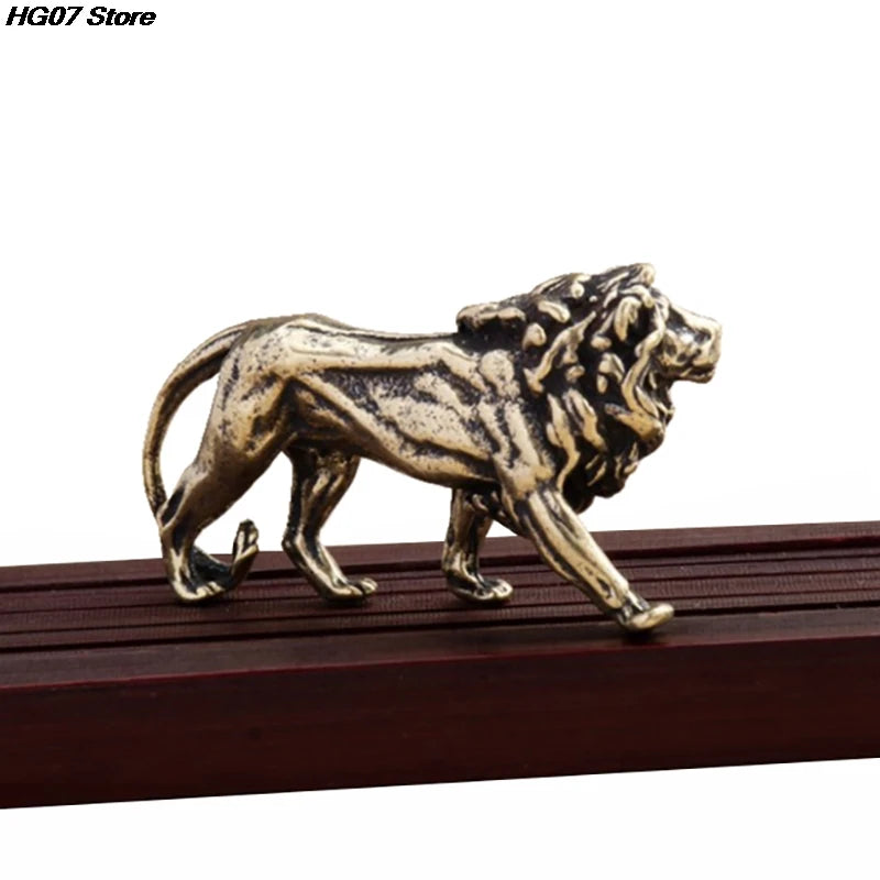 Vintage Brass Lion Miniature Figurine | Desk & Home Decor Statue