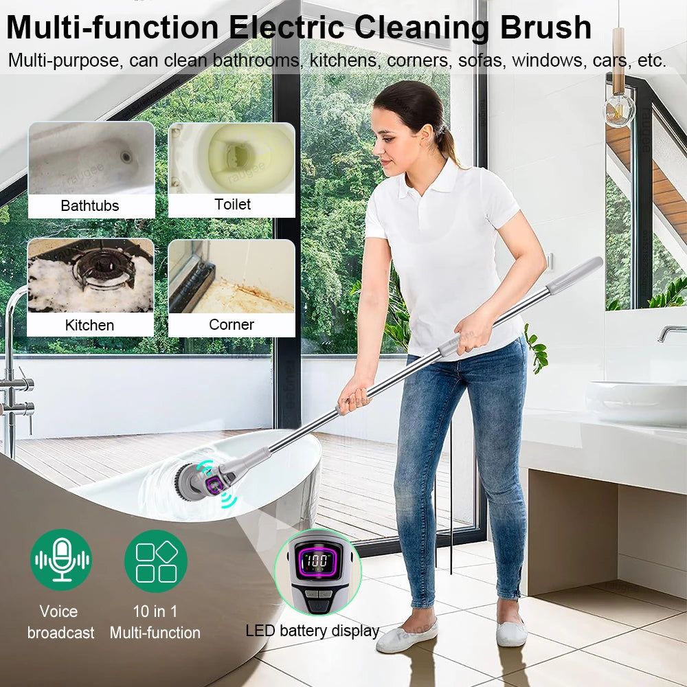 10-in-1 Electric Spin Scrubber | Wireless Cleaning Brush Kit