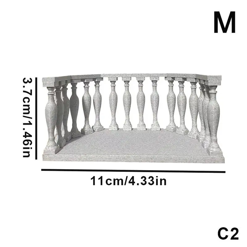 Miniature Dollhouse Balcony with Railing – European Style DIY Dollhouse Accessory PRIMED C2