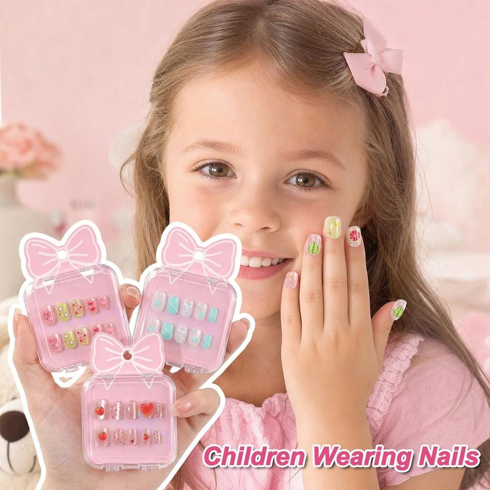 Kids Cat's Eye Press On Nails – Cute Detachable 10pc Set