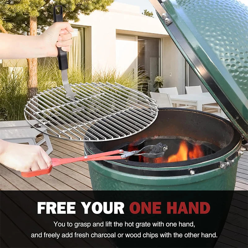 Universal Grill Grate Lifter Tool – BBQ Cast Iron Grid Gripper