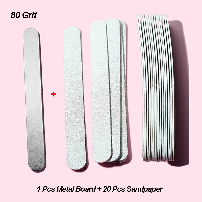 Nail File Set Metal Handle 100/180 Grit – 10 or 20 Pcs Nail File Set PRIMED 20pcs Grit 80