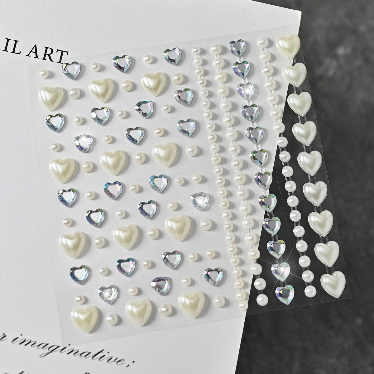 Heart Pearl Face Gem Stickers – Rhinestone & Diamond Decals Face Gem Stickers PRIMED