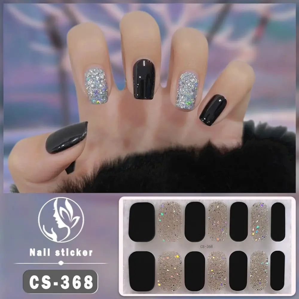 Waterproof Foil Gel Nail Stickers – 14 Tips Full Nail Wraps