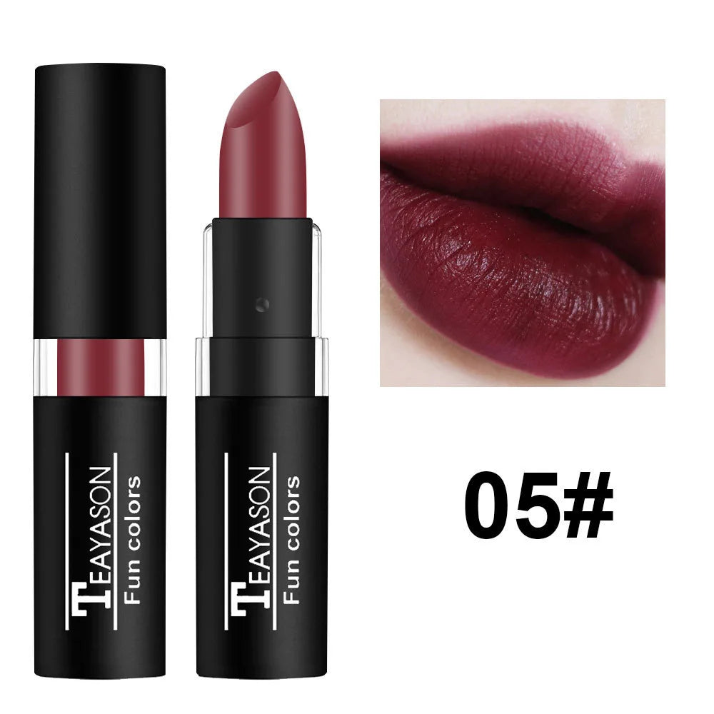 TEAYASON 12-Color Waterproof Matte Lipstick Set – Long-Lasting