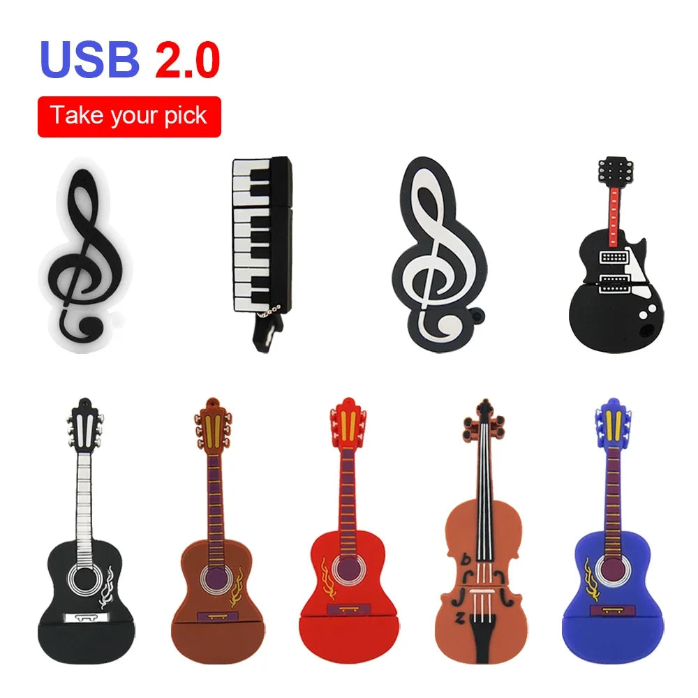 Music Wooden USB Flash Drive 3.0 | Guitar Piano 4–128GB Gift USB Flash Drive PRIMED