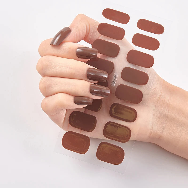 Semi-Cured Gel Nail Wraps Full Cover Stickers – 16pc Set