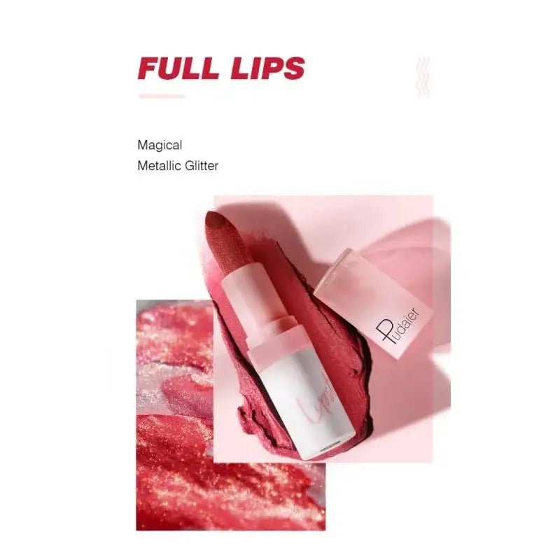 Pudaier Diamond Lipstick 10 Shades – Waterproof Glitter Lip Glitter Lipstick PRIMED