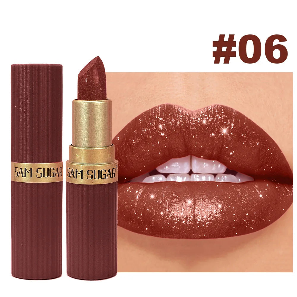 Pearlescent Sparkling Lip Gloss – Waterproof 6 Shades Shimmer Lip Gloss PRIMED 06 3.5g