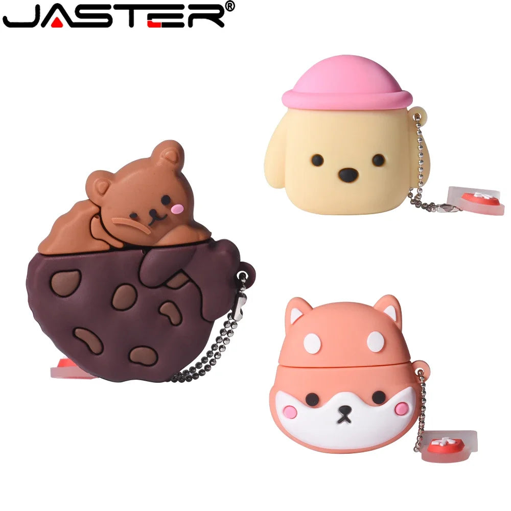 JASTER Cartoon USB Flash Drive Dinosaur & Akita Dog 4–128GB USB Flash Drive PRIMED