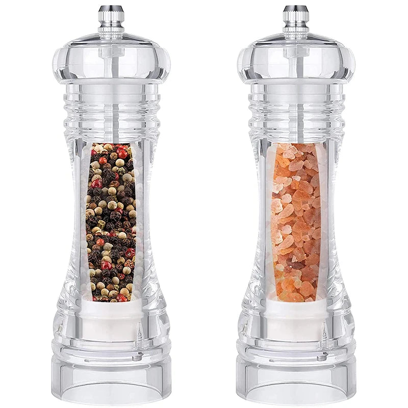 Clear Acrylic Salt & Pepper Grinder Mill | Adjustable Coarseness Spice Grinder Mill PRIMED