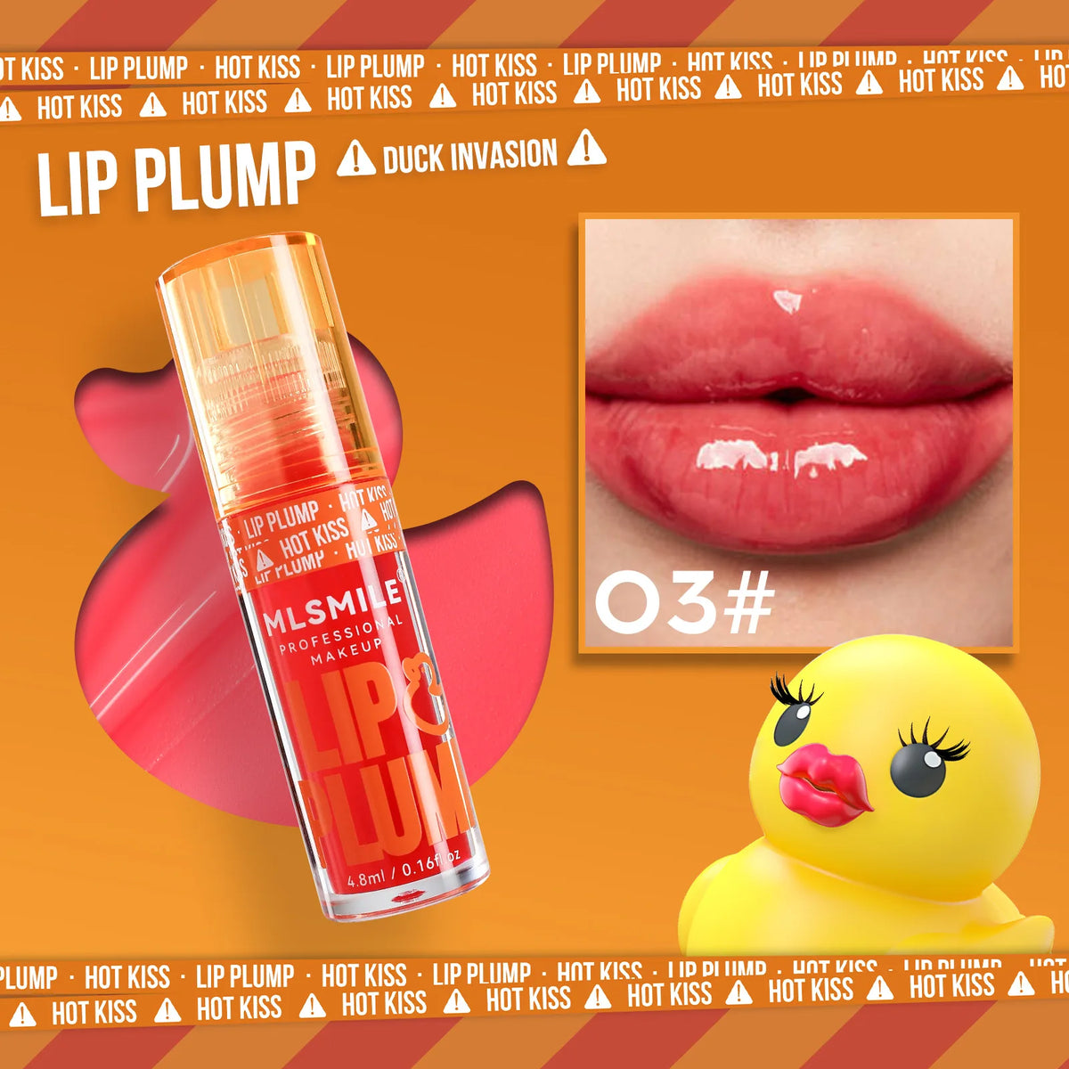 MLSMILE Mirror Lip Gloss Plumping Oil – Duck Design 4.8ml Lip Gloss Oil PRIMED 03