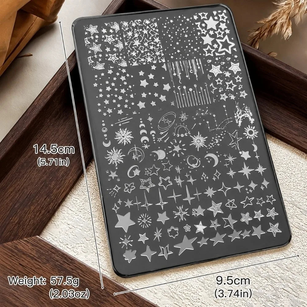Star Moon Nail Stamping Plate – 3D Metal Transfer Tool