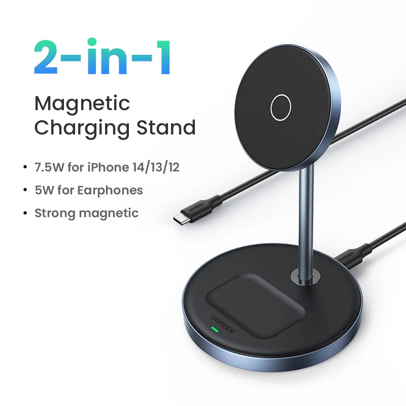 UGREEN 2-in-1 Magnetic Wireless Charging Stand 20W iPhone & AirPods Wireless Charging Stand PRIMED Wireless Charger CN