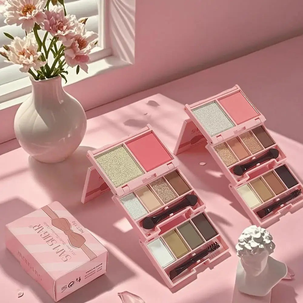 SAM SUGAR 10-Color Eyeshadow Palette – Blush Highlight Contour