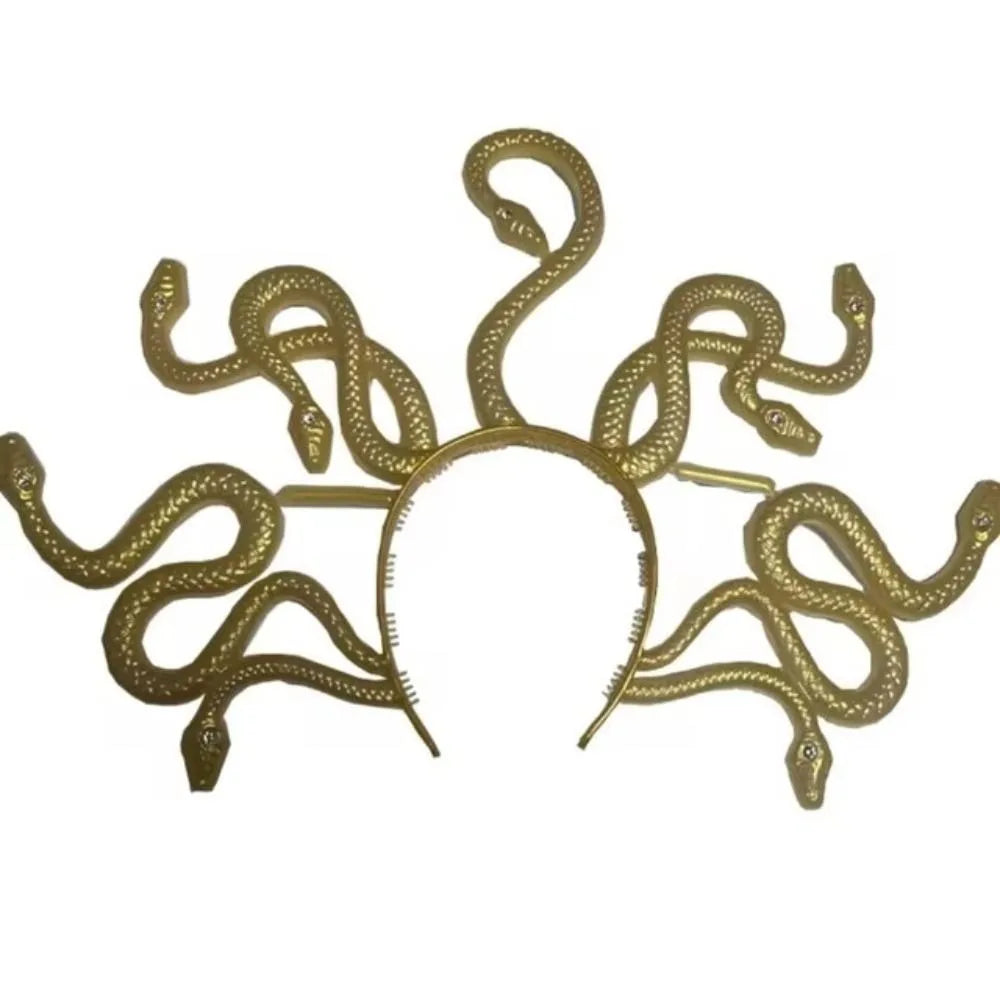 Medusa Snake Headband – Halloween Cosplay & Party Prop Costume Headband PRIMED Gold-43x30cm