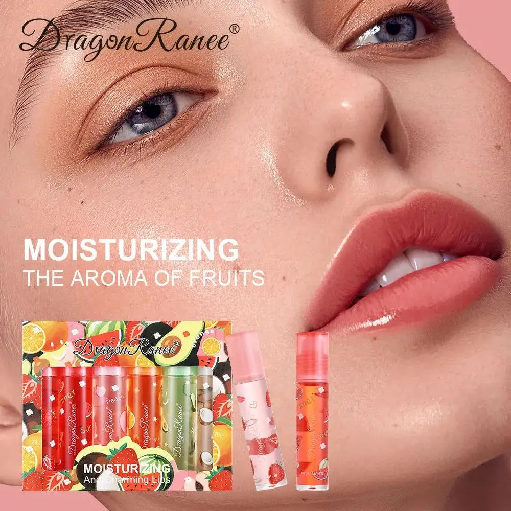 Strawberry Lip Gloss Set 6 Pcs – Hydrating Roll-On Lip Oil