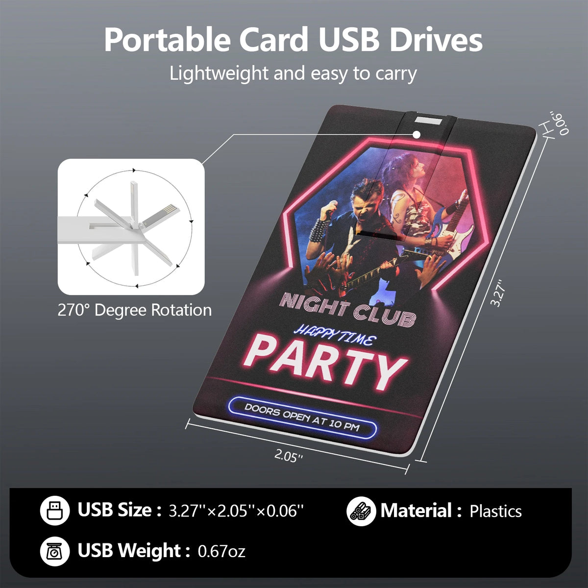 Custom Logo USB Flash Drive Card Style 32GB 64GB 128GB Custom USB Flash Drive PRIMED