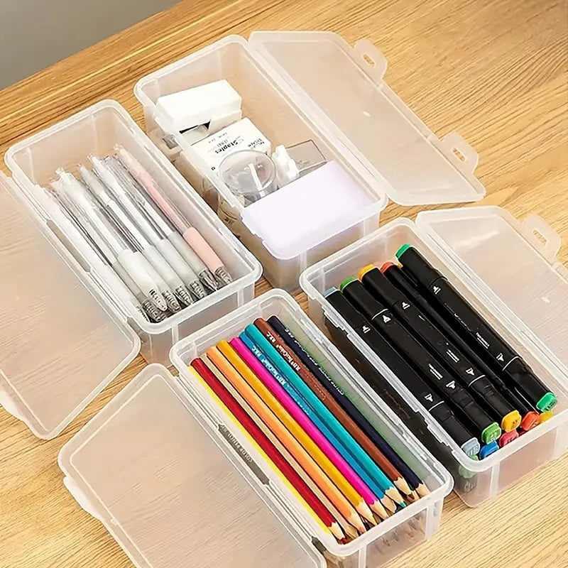 Large Transparent Pencil Box – Waterproof Buckle Stationery Case