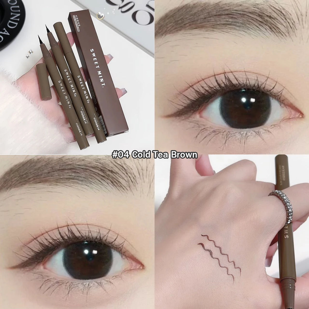 SWEET MINT 0.05mm Waterproof Liquid Eyebrow & Eyeliner Pen Liquid Eyebrow Pen PRIMED 04 Cold Tea Brown