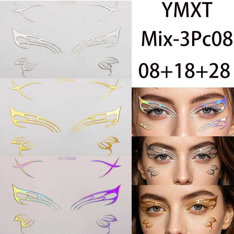 Holographic Laser Eyeliner Stickers – Waterproof Face Art Decals