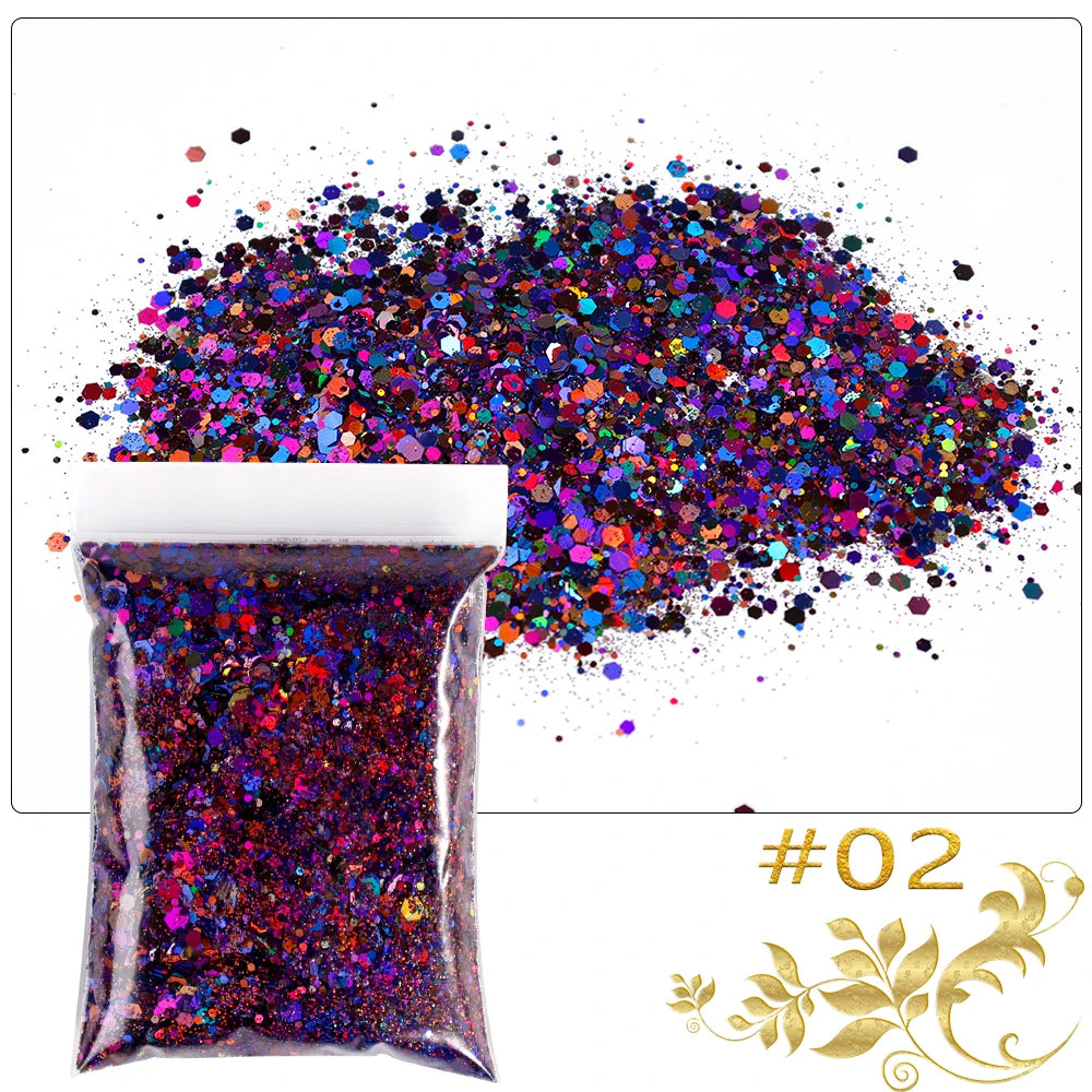 Luminous Nail Glitter Sequins 50g – 12 Colors Holographic Flakes