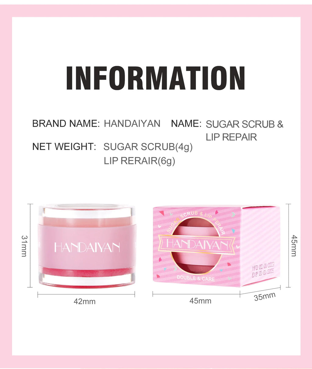 HANDAIYAN 2-in-1 Lip Scrub & Mask – Exfoliate & Hydrate Lips Lip Scrub & Mask PRIMED