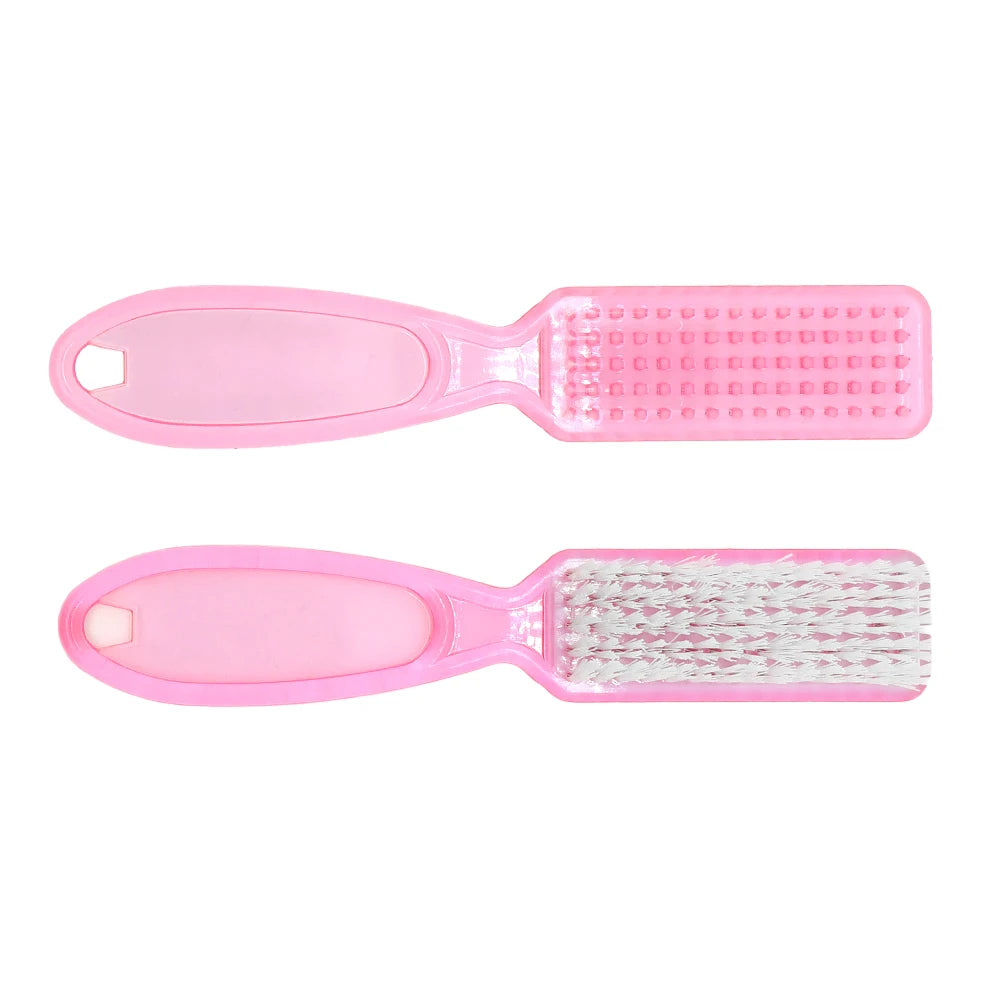 Transparent Pink Nail Brushes Ergonomic Handle | 2/5/10 Pack