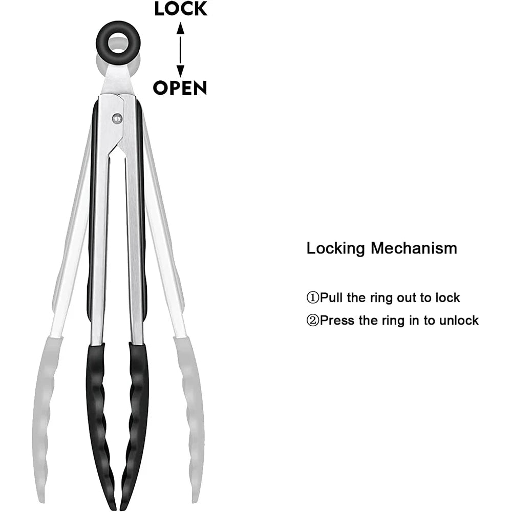 LMETJMA Silicone Kitchen Tongs – BBQ, Pasta & Salad Serving Silicone Kitchen Tongs PRIMED