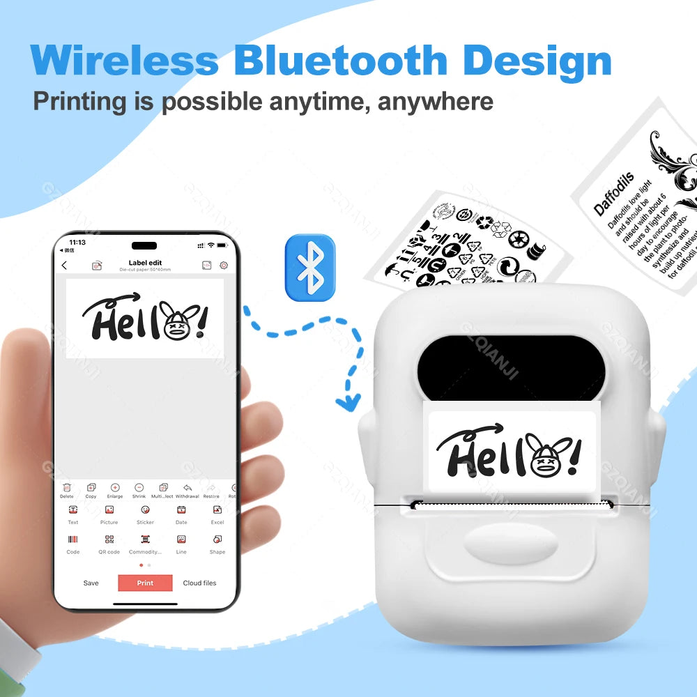 Marklife P50 Bluetooth Thermal Label Printer | Portable Label Maker Thermal Label Printer PRIMED